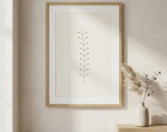 Single Stem — Japandi Printable Wall Art, Digital Download | Calm & Oak