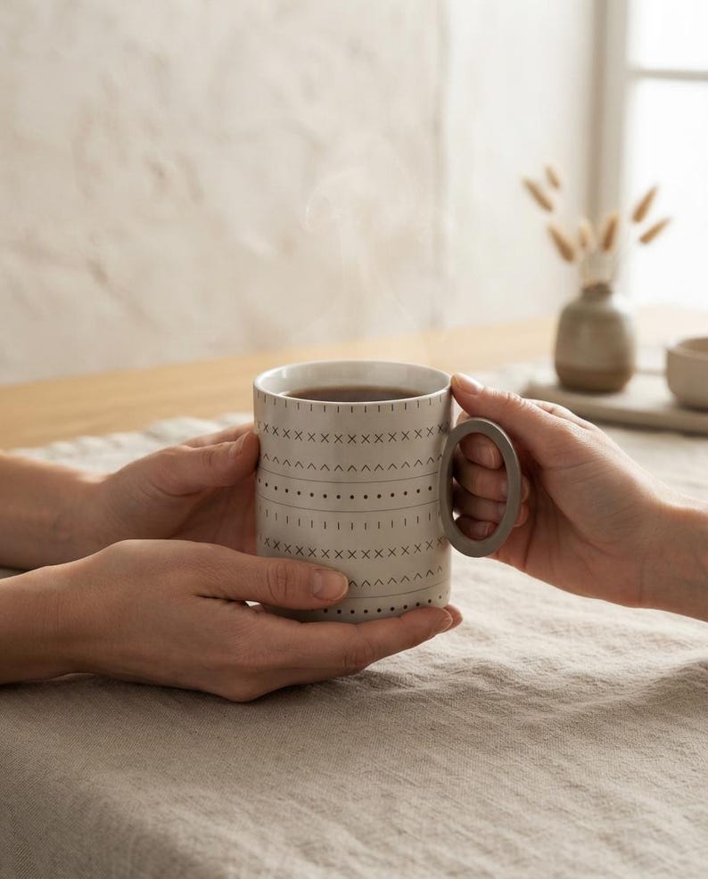 Taza de cerámica Neutral Mudcloth de 325 ml / Neutral Mudcloth de Calm & Oak imagen 2