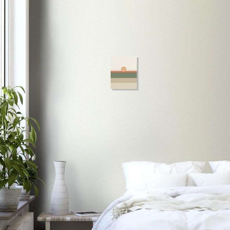 Impresión de paisaje de campo de color, arte mural minimalista Japandi, decoración en tonos tierra neutros, horizonte tonal / Calma y roble imagen 8