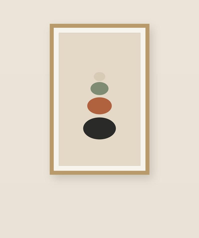Balance — Stacked Stones Japandi Wall Art Print, Minimalist Neutral | Calm & Oak image 2