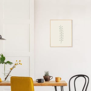 Single Stem — Botanical Line Japandi Framed Print, Minimalist Neutral | Calm & Oak image 9