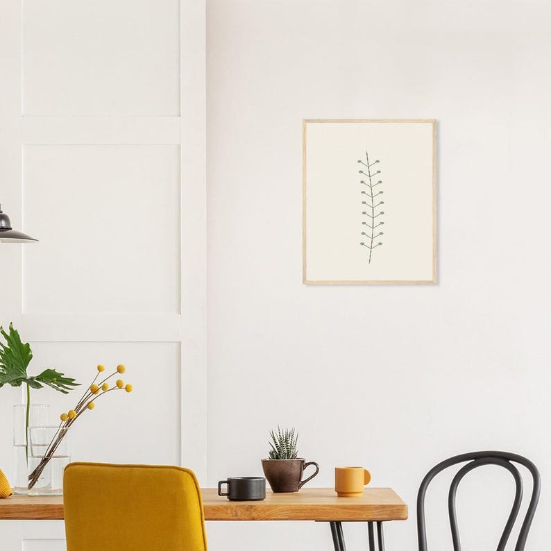 Single Stem — Botanical Line Japandi Framed Print, Minimalist Neutral | Calm & Oak image 9