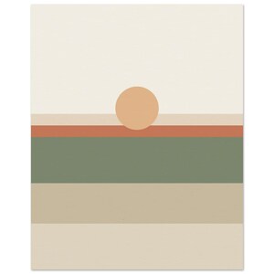 Impresión de paisaje de campo de color, arte mural minimalista Japandi, decoración en tonos tierra neutros, horizonte tonal / Calma y roble imagen 3