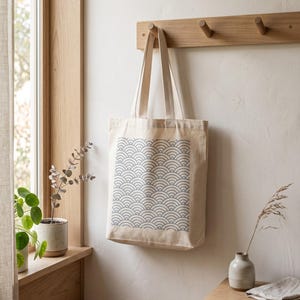 Seigaiha Wave Canvas Tote Bag | Seigaiha by Calm & Oak image 6