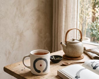 Taza Ensō Clay Japandi — Cerámica minimalista neutra de 325 ml / Calm & Oak