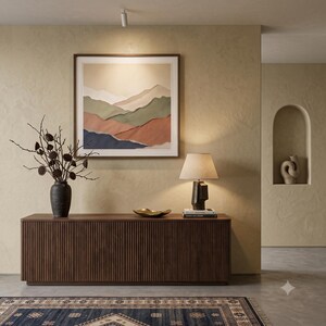 Minimalist colour field landscape print featuring soft layered tones and an abstract horizon for calm modern wall decor.