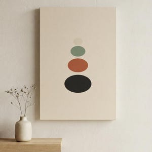 Balance — Stacked Stones Japandi Canvas Print, Minimalist Neutral | Calm & Oak image 1
