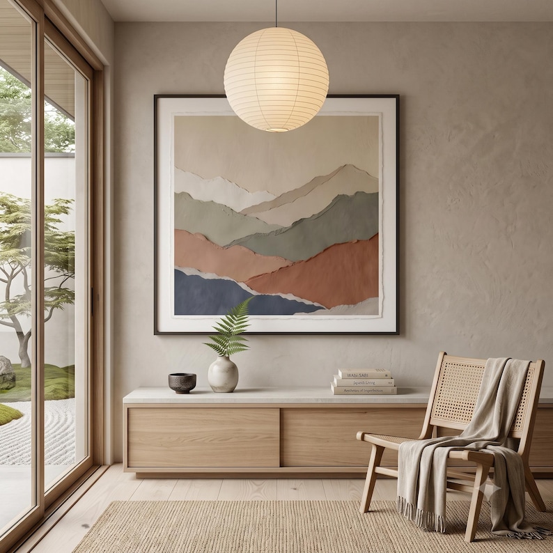 Minimalist colour field landscape print featuring soft layered tones and an abstract horizon for calm modern wall decor.