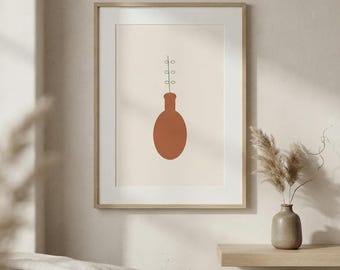 Vessel — Stoneware Vase Japandi Wall Art Print, Minimalist Neutral | Calm & Oak