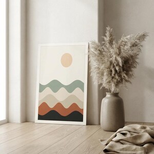 Layered Hills — Abstract Landscape Japandi Framed Print, Minimalist Neutral | Calm & Oak image 6