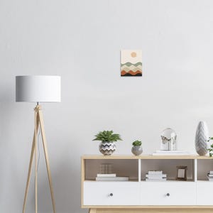 Japandi Abstrakte Landschaft, Minimalistische neutrale Wandkunst, über Bett-Dekor, geschichtete Hügel | Ruhe & Eiche Bild 9