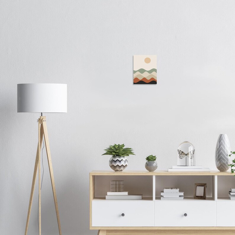 Japandi Abstrakte Landschaft, Minimalistische neutrale Wandkunst, über Bett-Dekor, geschichtete Hügel | Ruhe & Eiche Bild 9