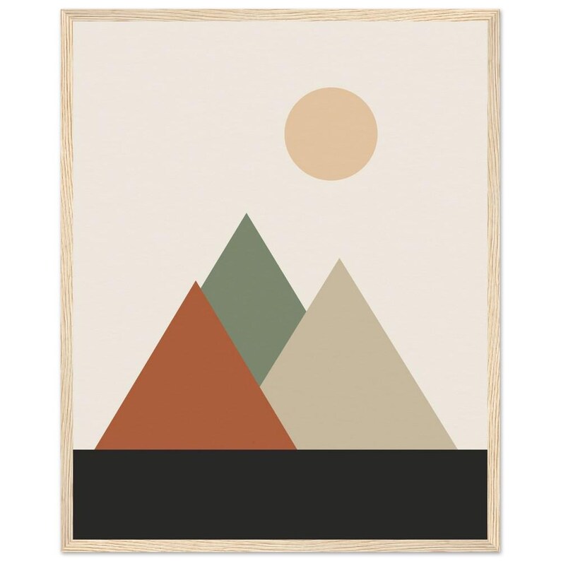Mountain — Layered Peaks Japandi Framed Print, Minimalist Neutral | Calm & Oak image 1