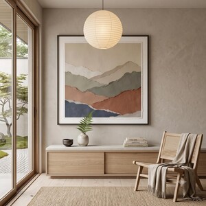 Minimalist colour field landscape print featuring soft layered tones and an abstract horizon for calm modern wall decor.