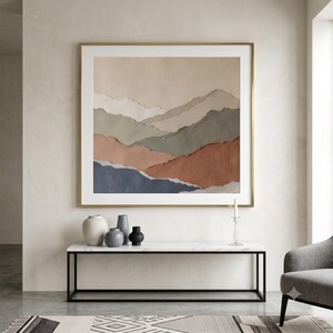 Minimalist colour field landscape print featuring soft layered tones and an abstract horizon for calm modern wall decor.