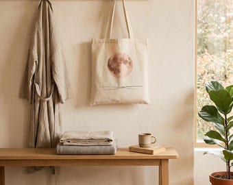 Bolso tote Clay Moon Japandi — Lona minimalista neutra / Calm & Oak