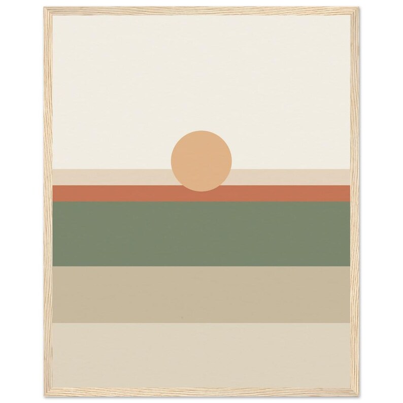 Tonal Horizon — Colour-Field Landscape Japandi Framed Print, Minimalist Neutral | Calm & Oak image 1
