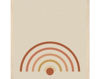 Rising Sun — Boho Arch Japandi Framed Print, Minimalist Neutral | Calm & Oak
