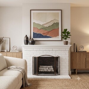 Minimalist colour field landscape print featuring soft layered tones and an abstract horizon for calm modern wall decor.