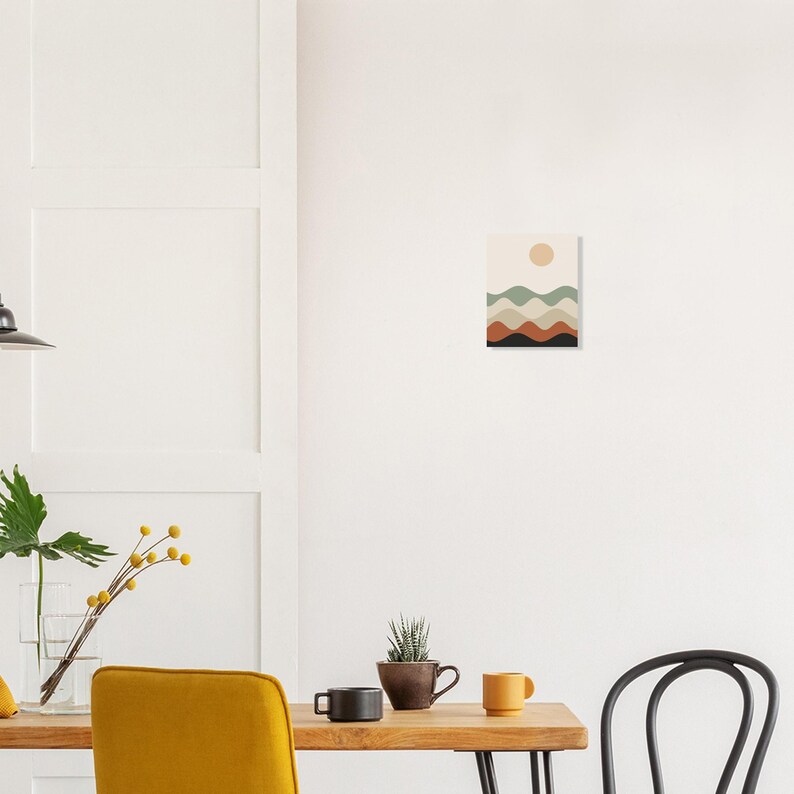 Japandi Abstrakte Landschaft, Minimalistische neutrale Wandkunst, über Bett-Dekor, geschichtete Hügel | Ruhe & Eiche Bild 8