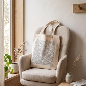 Seigaiha Wave Canvas Tote Bag | Seigaiha by Calm & Oak image 10