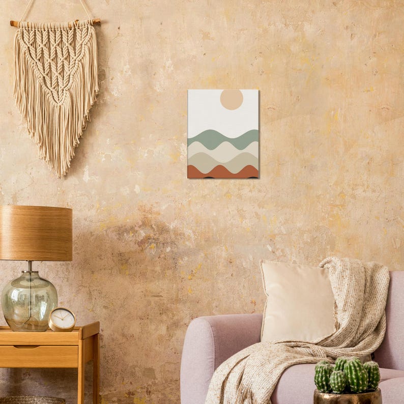 Layered Hills — Abstract Landscape Japandi Canvas Print, Minimalist Neutral | Calm & Oak image 8