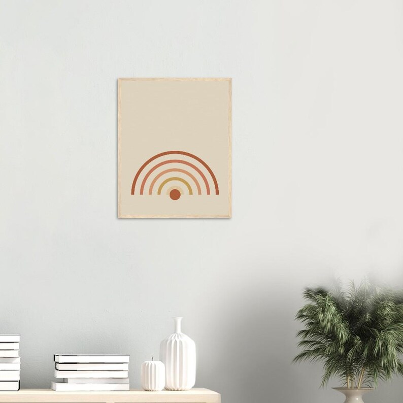 Rising Sun — Boho Arch Japandi Framed Print, Minimalist Neutral | Calm & Oak image 4