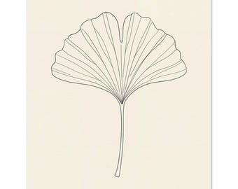 Ginkgo Leaf Print, Japandi Botanical Line Art, Japanese Leaf Wall Art, Minimalist Botanical | Ginkgo by Calm & Oak