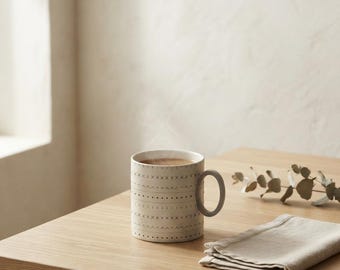 Neutral Mudcloth Ceramic Mug 11oz | Neutral Mudcloth by Calm & Oak