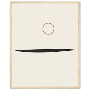 Ink Horizon — Sumi Brushstroke Japandi Framed Print, Minimalist Neutral | Calm & Oak image 1