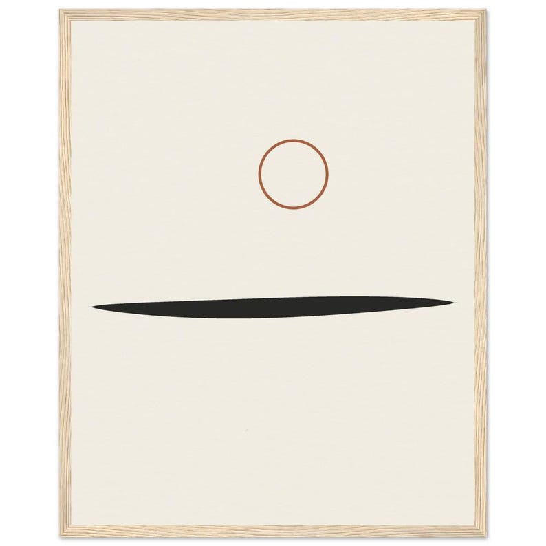 Ink Horizon — Sumi Brushstroke Japandi Framed Print, Minimalist Neutral | Calm & Oak image 1