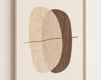 Lámina con estudio tonal de roble y nogal, arte mural abstracto en tonos tierra de Japandi (DESCARGA DIGITAL)