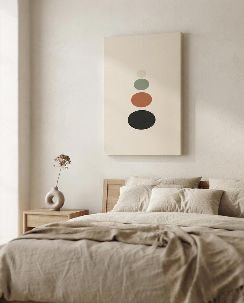 Balance — Stacked Stones Japandi Canvas Print, Minimalist Neutral | Calm & Oak image 2