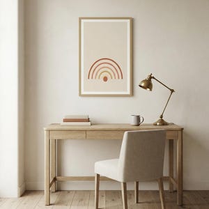 Boho Japandi Arch Print, Minimalist Neutral Wall Art, Terracotta Sun Decor, Rising Sun | Calm & Oak image 6