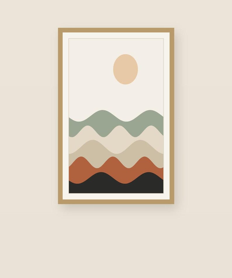 Layered Hills — Abstract Landscape Japandi Framed Print, Minimalist Neutral | Calm & Oak image 5