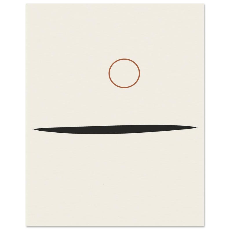 Ink Horizon — Sumi Brushstroke Japandi Wall Art Print, Minimalist Neutral | Calm & Oak 20x25 cm / 8x10″