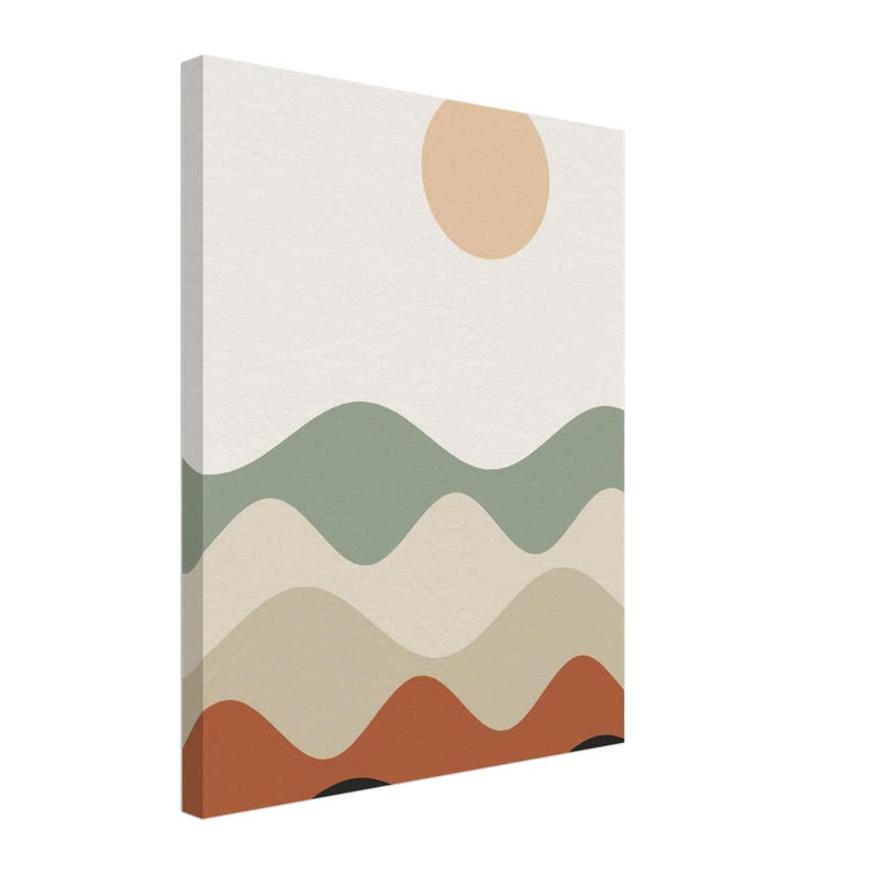 Layered Hills — Abstract Landscape Japandi Canvas Print, Minimalist Neutral | Calm & Oak image 1