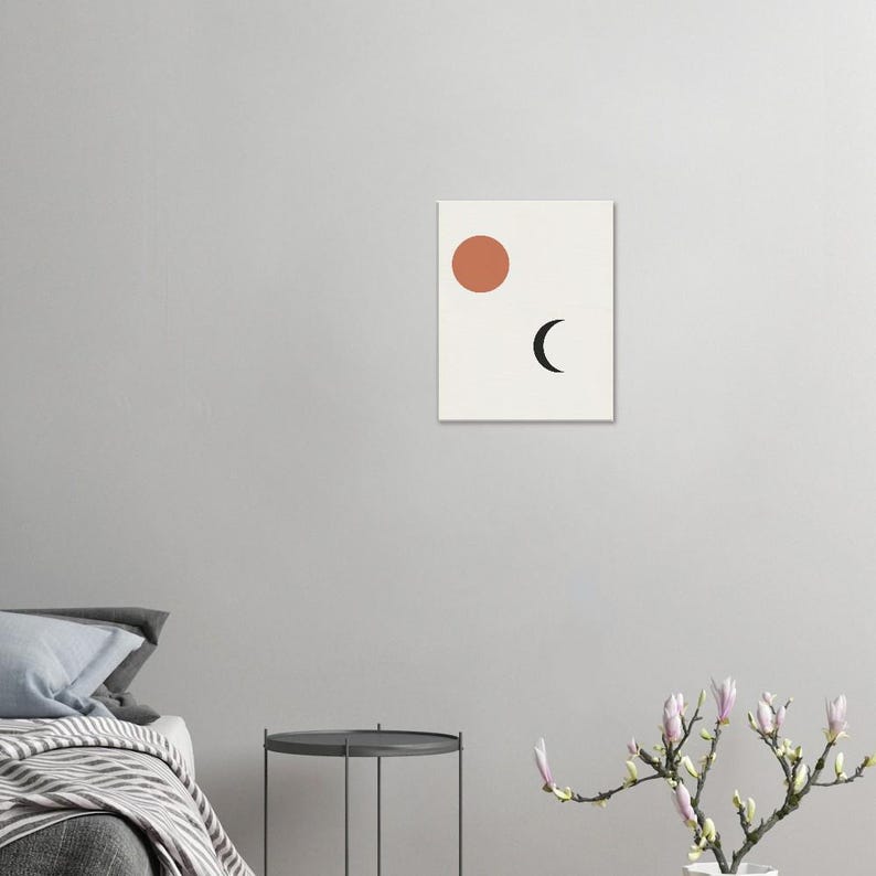 Sun and Moon — Celestial Pair Japandi Canvas Print, Minimalist Neutral | Calm & Oak imagen 3