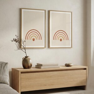 Boho Japandi Arch Print, Minimalist Neutral Wall Art, Terracotta Sun Decor, Rising Sun | Calm & Oak image 8