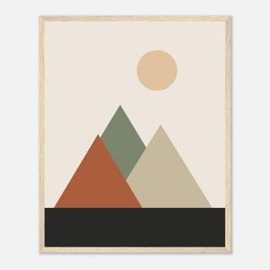 Mountain — Layered Peaks Japandi Framed Print, Minimalist Neutral | Calm & Oak image 2