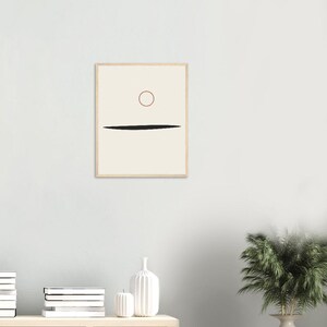 Ink Horizon — Sumi Brushstroke Japandi Framed Print, Minimalist Neutral | Calm & Oak image 4