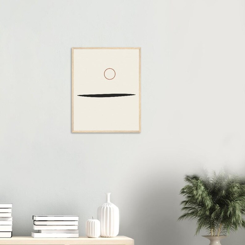 Ink Horizon — Sumi Brushstroke Japandi Framed Print, Minimalist Neutral | Calm & Oak image 4