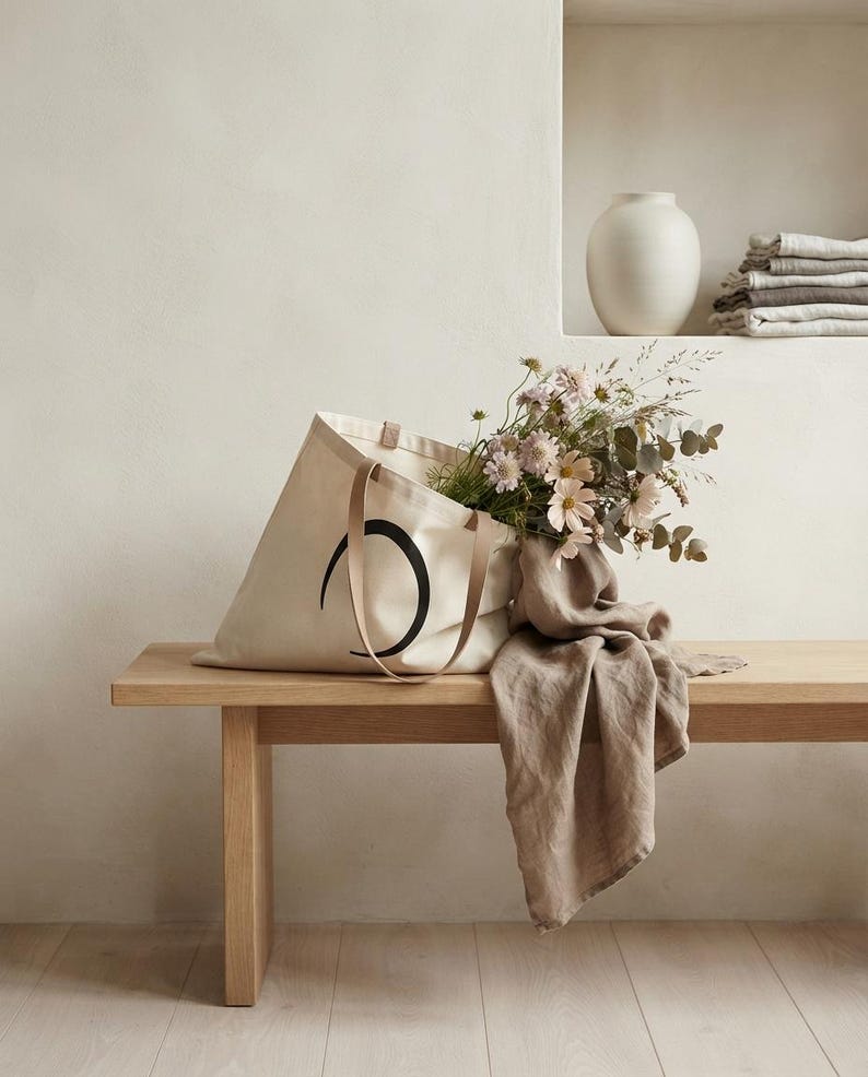 Sumi-e Ensō Canvas Tote Bag | Ensō by Calm & Oak imagen 3