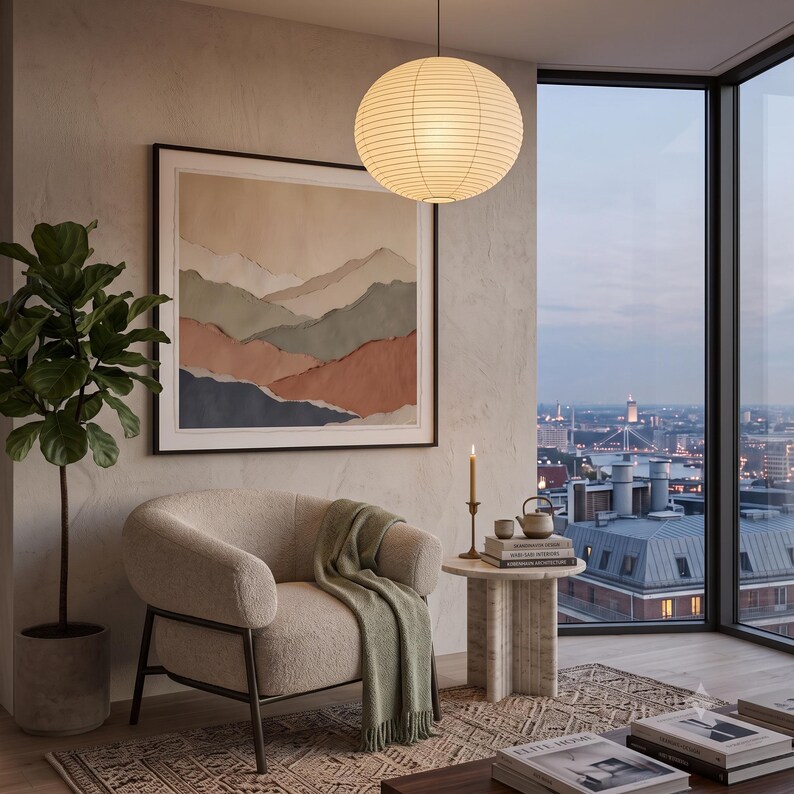 Minimalist colour field landscape print featuring soft layered tones and an abstract horizon for calm modern wall decor.