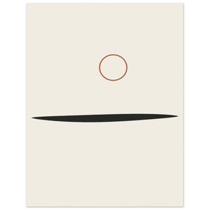 Ink Horizon — Sumi Brushstroke Japandi Wall Art Print, Minimalist Neutral | Calm & Oak 27x35 cm / 11x14″