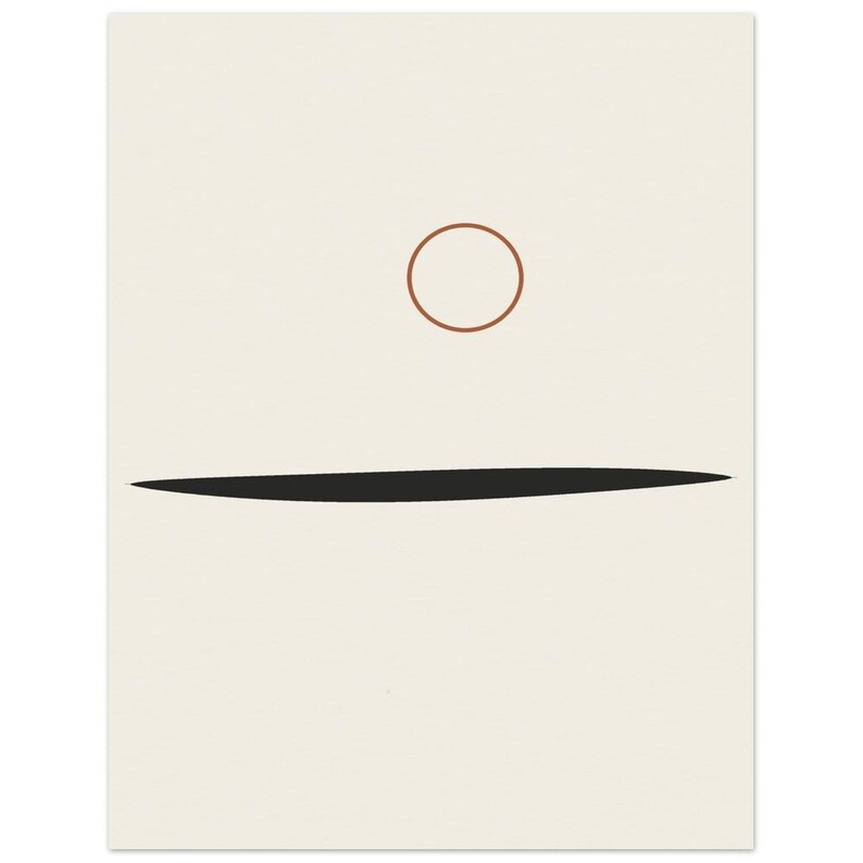 Ink Horizon — Sumi Brushstroke Japandi Wall Art Print, Minimalist Neutral | Calm & Oak 27x35 cm / 11x14″