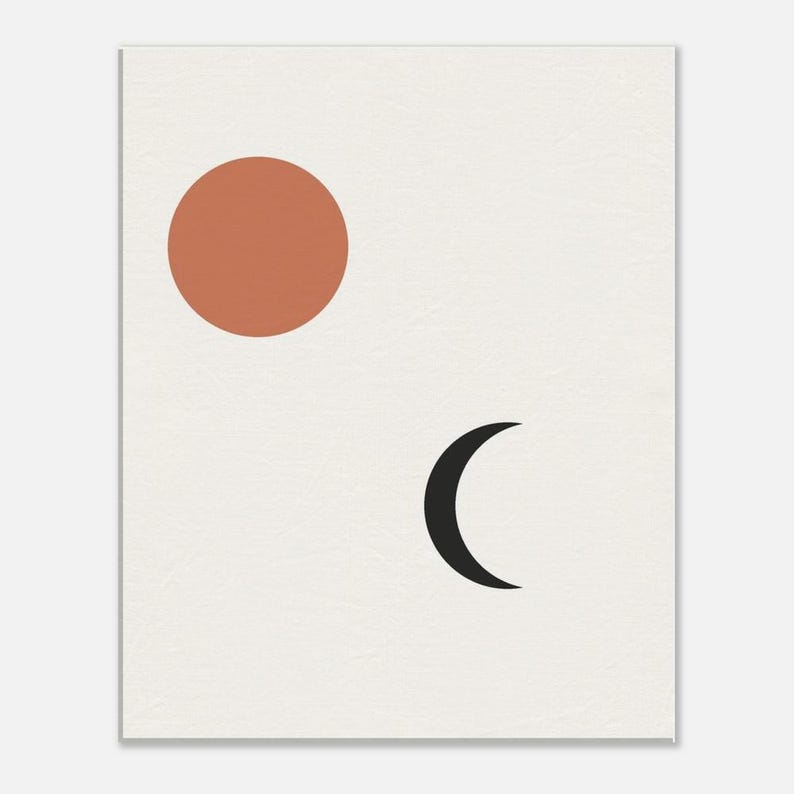 Sun and Moon — Celestial Pair Japandi Canvas Print, Minimalist Neutral | Calm & Oak imagen 2