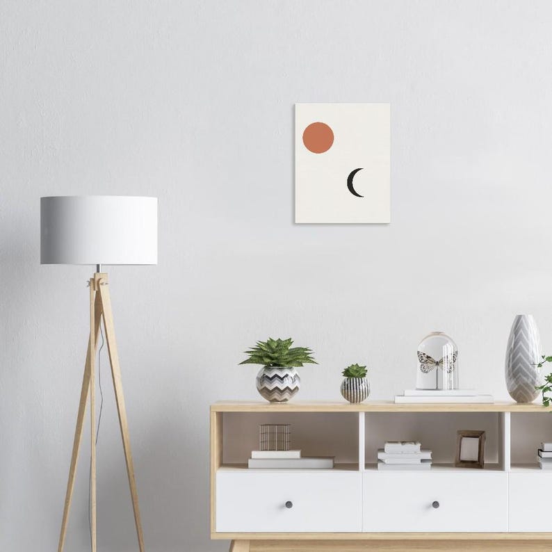 Sun and Moon — Celestial Pair Japandi Canvas Print, Minimalist Neutral | Calm & Oak imagen 5