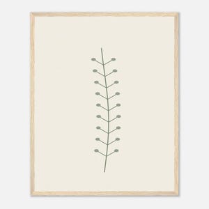 Single Stem — Botanical Line Japandi Framed Print, Minimalist Neutral | Calm & Oak image 2