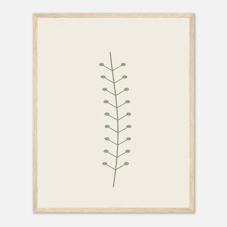 Single Stem — Botanical Line Japandi Framed Print, Minimalist Neutral | Calm & Oak image 2